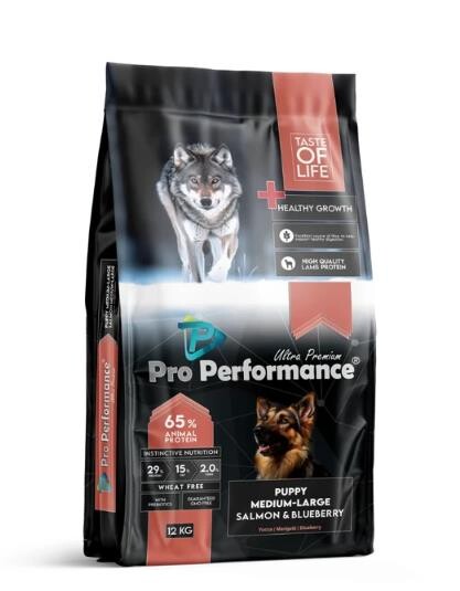 Pro Performance Ultra Premium Orta Ve Büyük Irklar İçin Somonlu Ve Yaban Mersinli Yavru Köpek Maması 12 KG | SRC: Barcode: 8684272330793